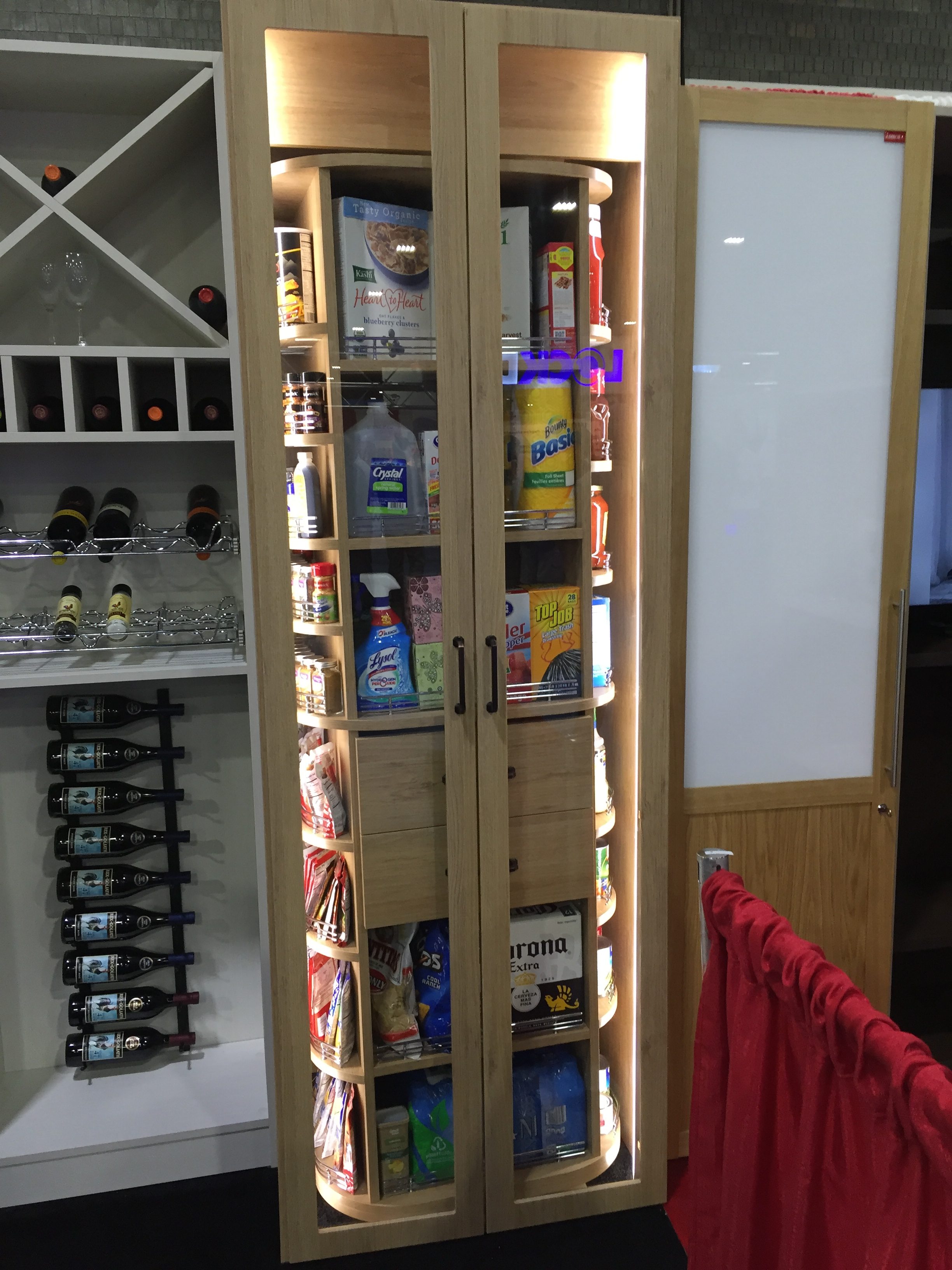 Hidden revolving storage with integrated closet lighting – luxury installation