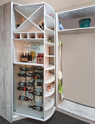 Revolving closet system pantry 360-degree organizer with chrome accents