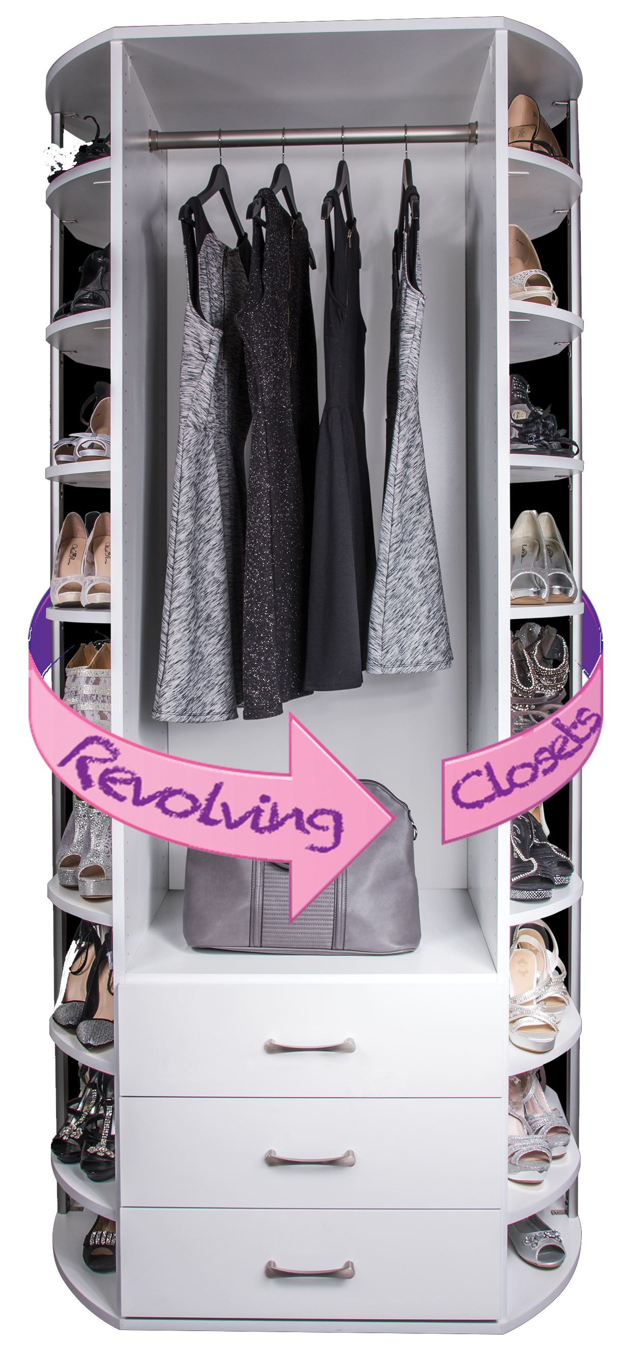 Automated wardrobe organizer – revolving closet system valet unit